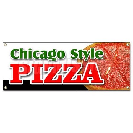 Signmission CHICAGO STYLE PIZZA BANNER SIGN by the slice take out carry deep dish B-Chicago Style Pizza
